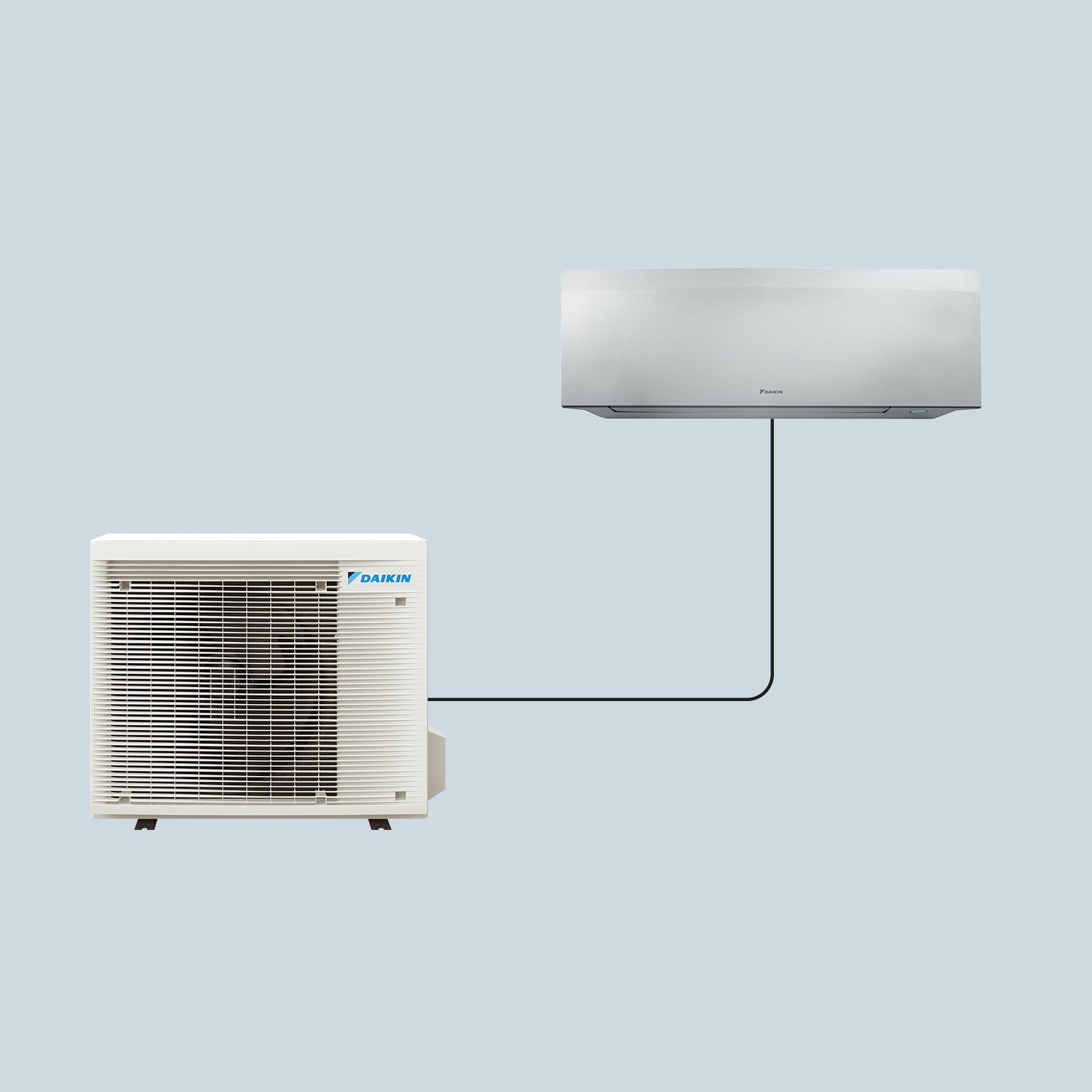 Illustration Daikin d’un système monosplit avec une unité extérieure et une unité intérieure